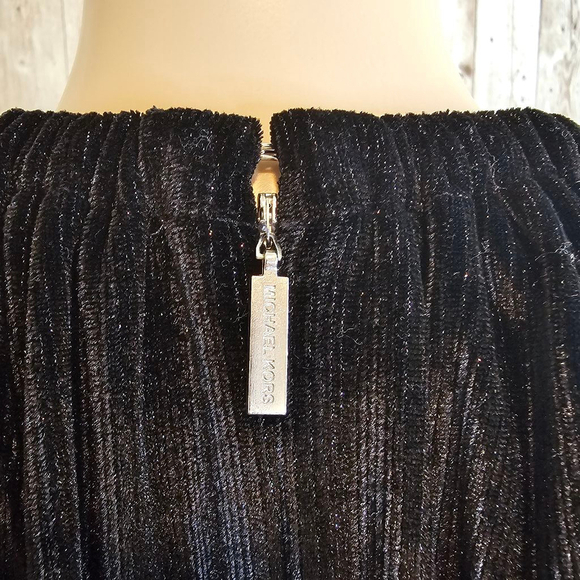 Michael Kors Womens Sleeveless Chain Strap Metallic Velvet Dress SZ XS Black - Picture 9 of 9